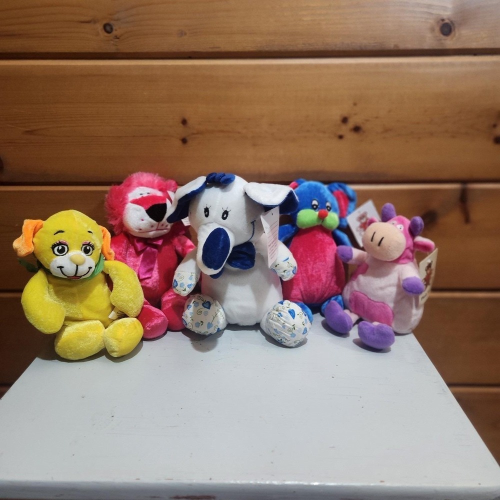 Vintage Plush Appeal Bundle with Tags Mardi Gras Cow Elephant Lion Mouse Dog